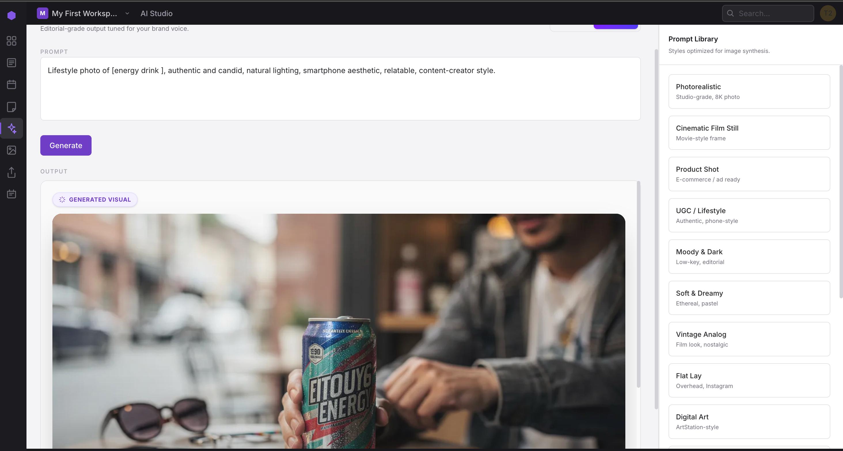 AI Generation interface