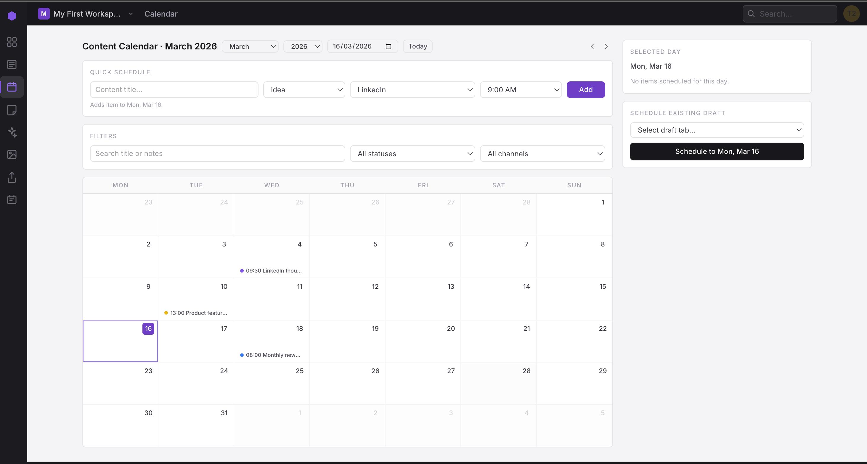 Smart Scheduling interface